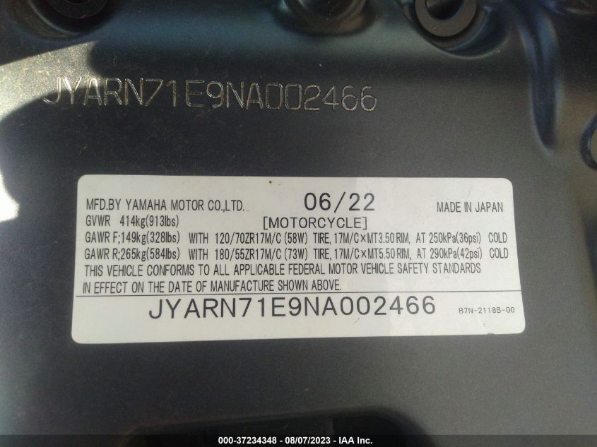 2022 YAMAHA MT09 - JYARN71E9NA002466