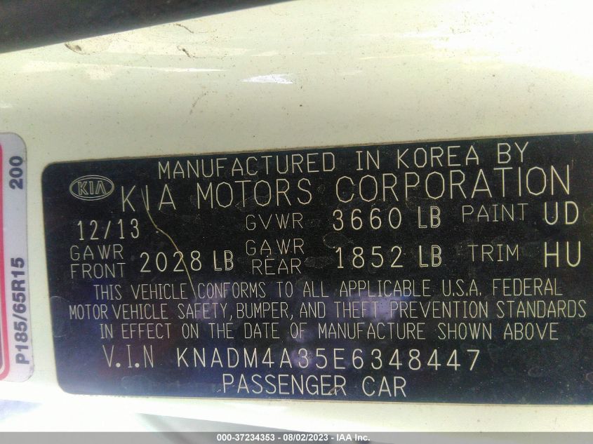 2014 KIA RIO LX - KNADM4A35E6348447