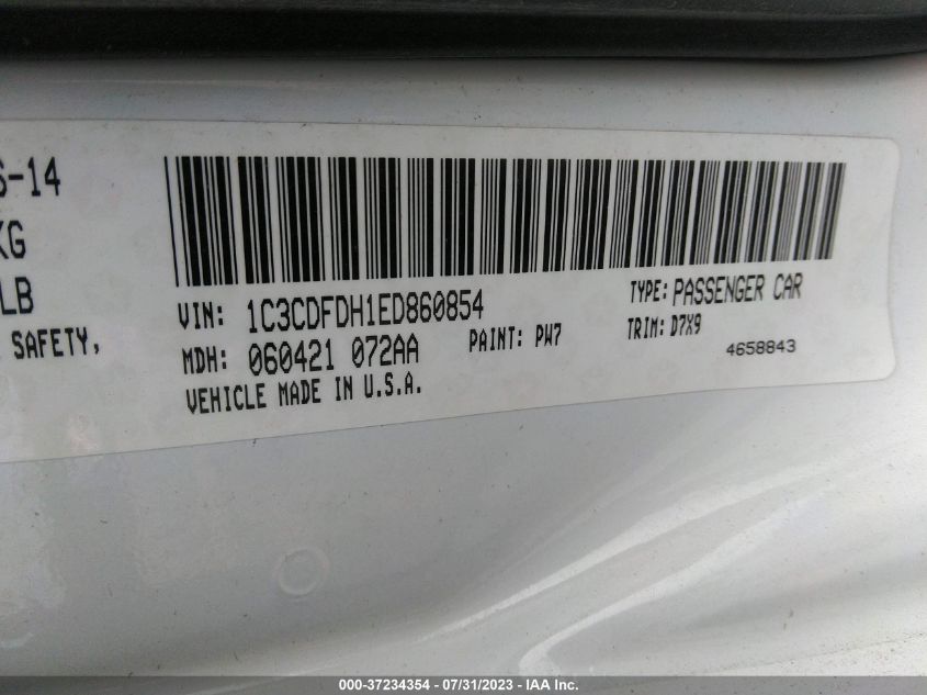 2014 DODGE DART AERO - 1C3CDFDH1ED860854