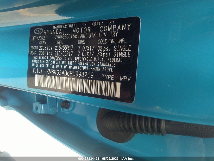2023 HYUNDAI KONA SEL - KM8K62AB6PU998219