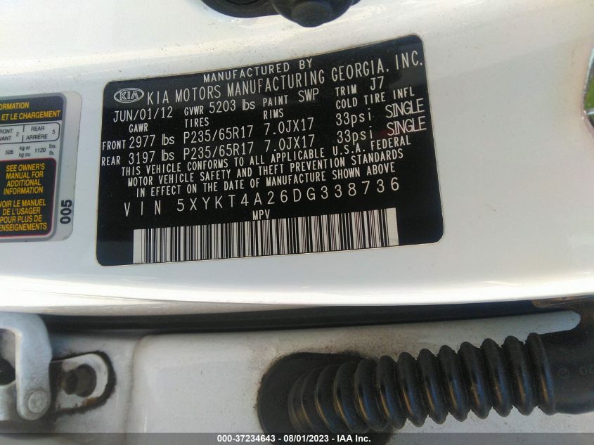 2013 KIA SORENTO LX - 5XYKT4A26DG338736