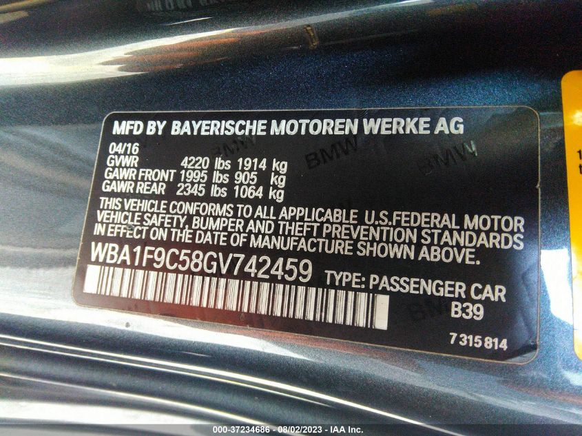 2016 BMW 2 SERIES 228I - WBA1F9C58GV742459