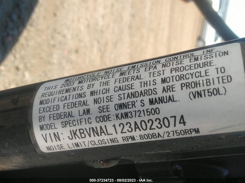 2003 KAWASAKI VN1500 L JKBVNAL123A023074