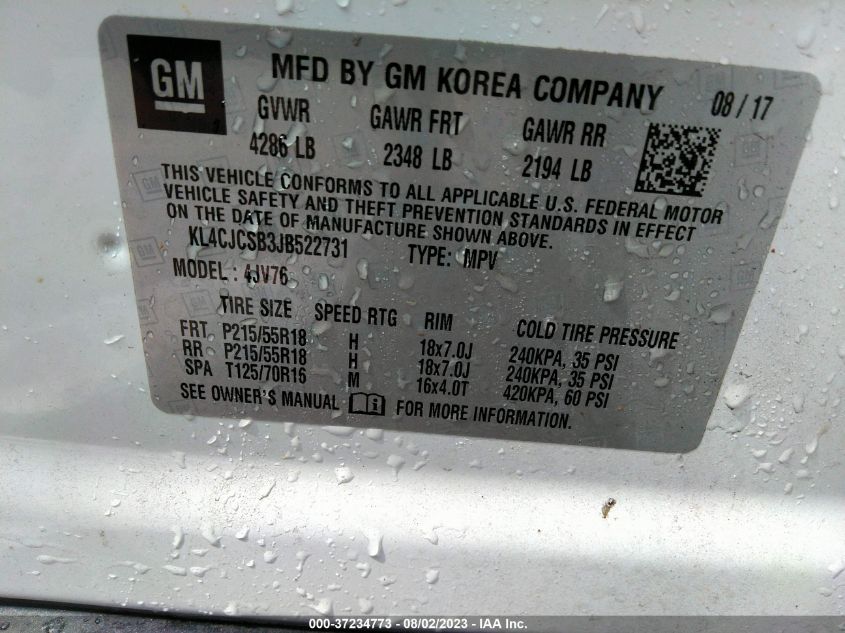 2018 BUICK ENCORE ESSENCE - KL4CJCSB3JB522731