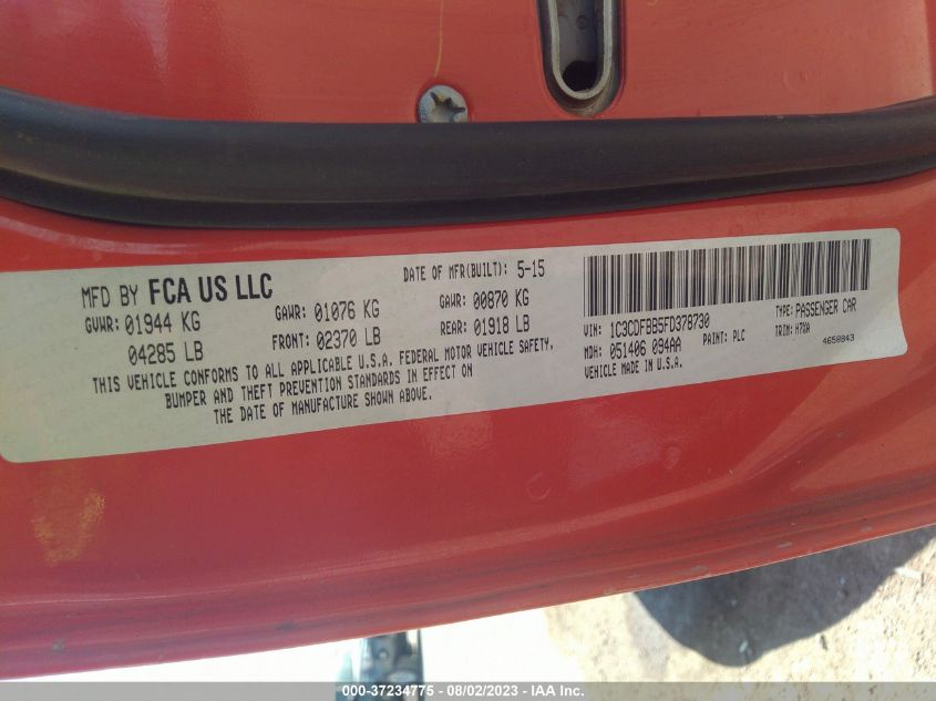 2015 DODGE DART SXT - 1C3CDFBB5FD378730
