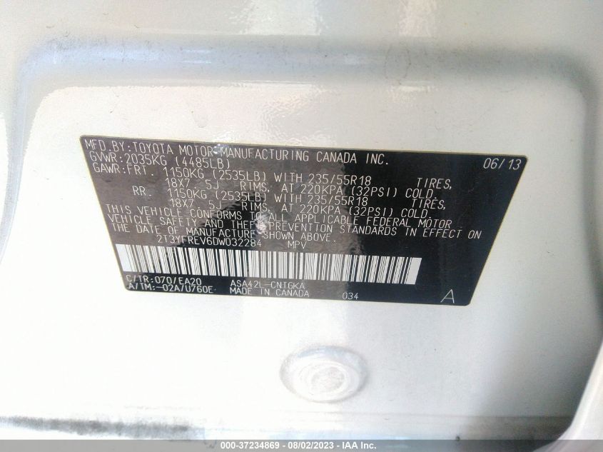 2013 TOYOTA RAV4 LIMITED - 2T3YFREV6DW032284