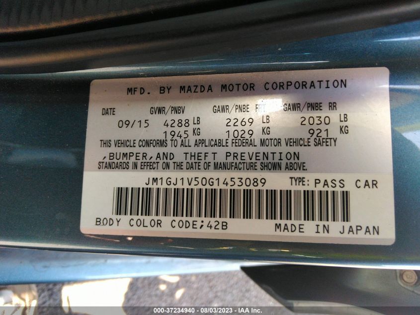 2016 MAZDA MAZDA6 I TOURING - JM1GJ1V50G1453089