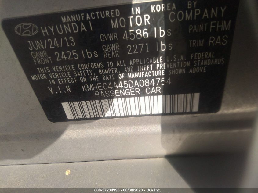 2013 HYUNDAI SONATA HYBRID - KMHEC4A45DA084754