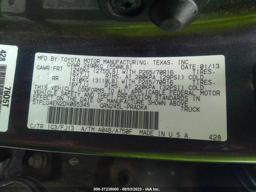 2013 TOYOTA TACOMA - 5TFLU4EN2DX065345