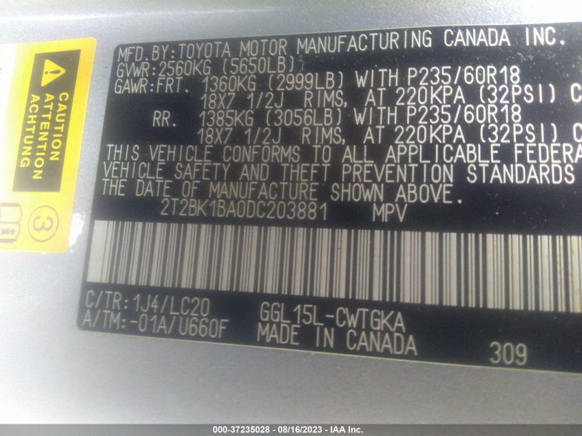 2013 LEXUS RX 350 - 2T2BK1BA0DC203881