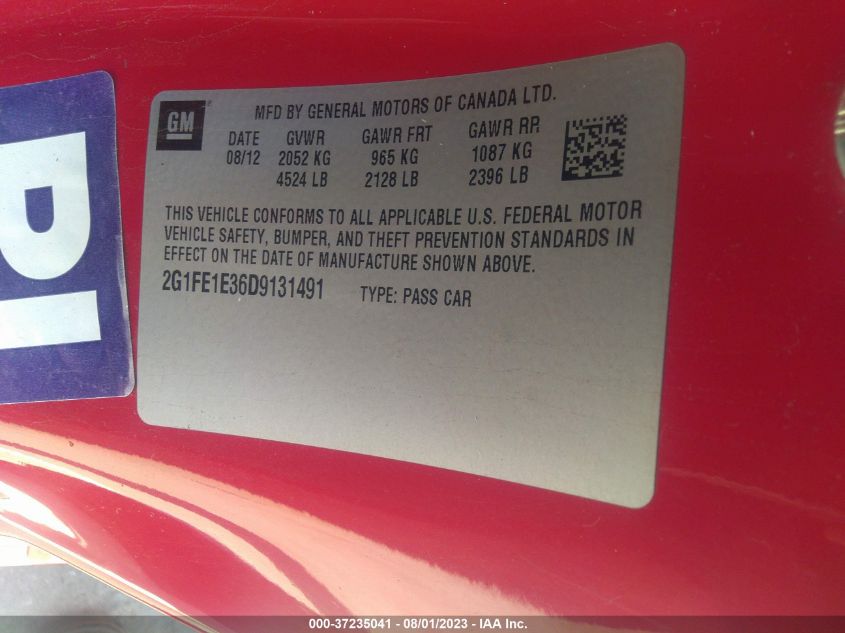 2013 CHEVROLET CAMARO LS - 2G1FE1E36D9131491
