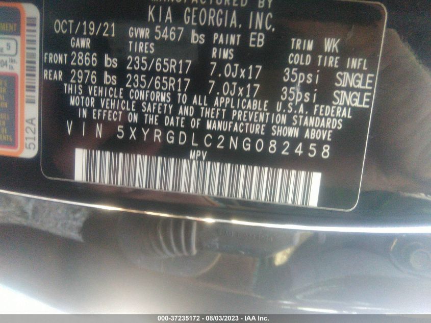 2022 KIA SORENTO LX - 5XYRGDLC2NG082458