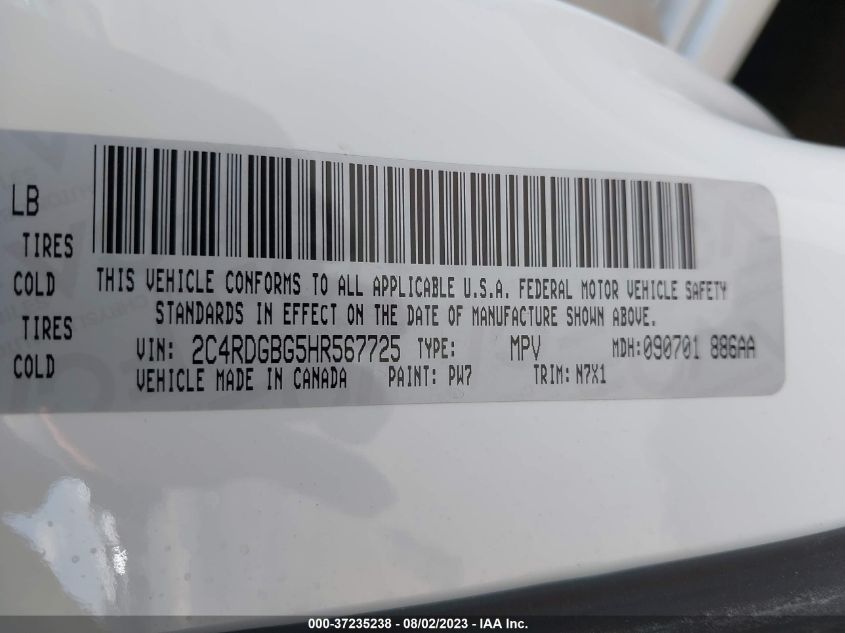 2017 DODGE GRAND CARAVAN SE PLUS - 2C4RDGBG5HR567725