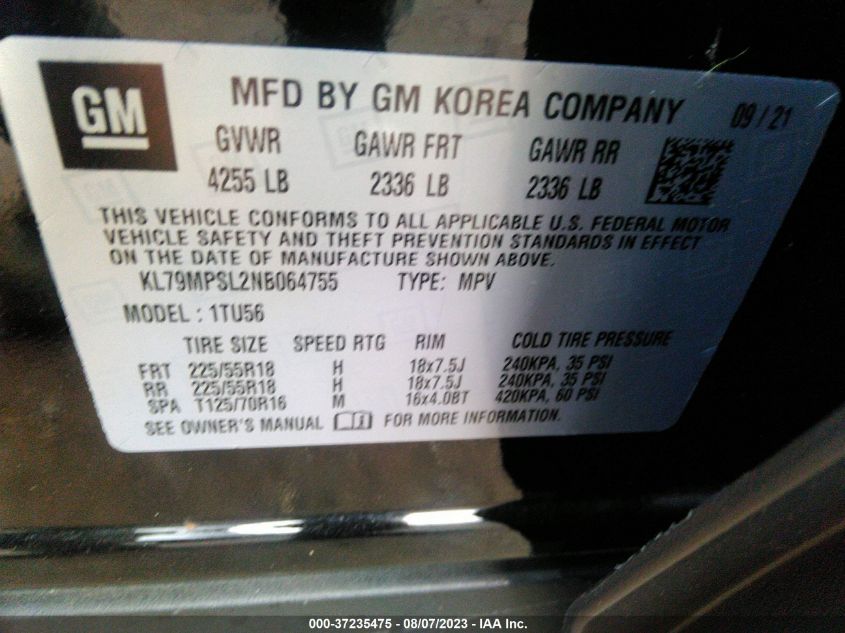 2022 CHEVROLET TRAILBLAZER LT - KL79MPSL2NB064755