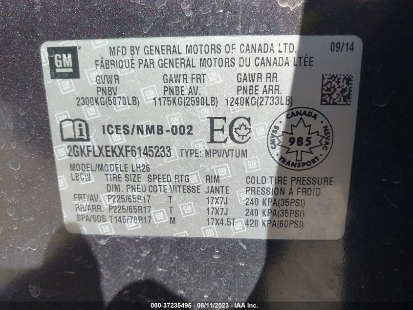 2015 GMC TERRAIN SLT - 2GKFLXEKXF6145233
