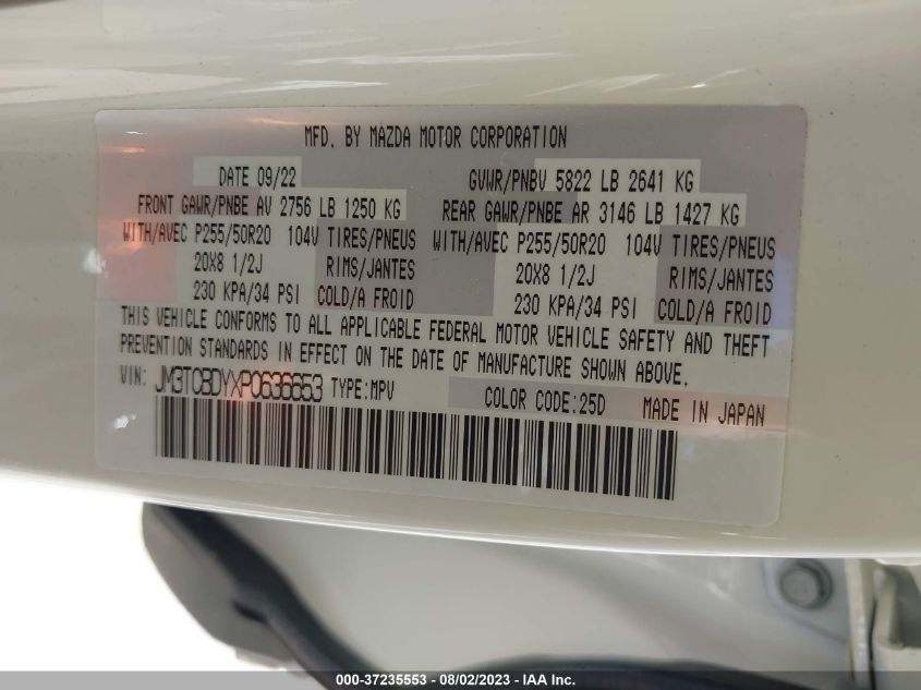 2023 MAZDA CX-9 GRAND TOURING - JM3TCBDYXP0636653