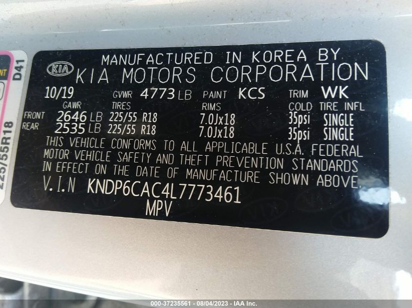 2020 KIA SPORTAGE S - KNDP6CAC4L7773461