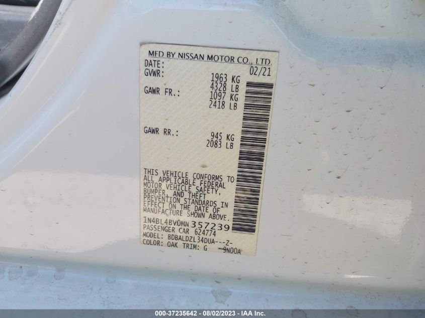 2021 NISSAN ALTIMA 2.5 S - 1N4BL4BV0MN357239