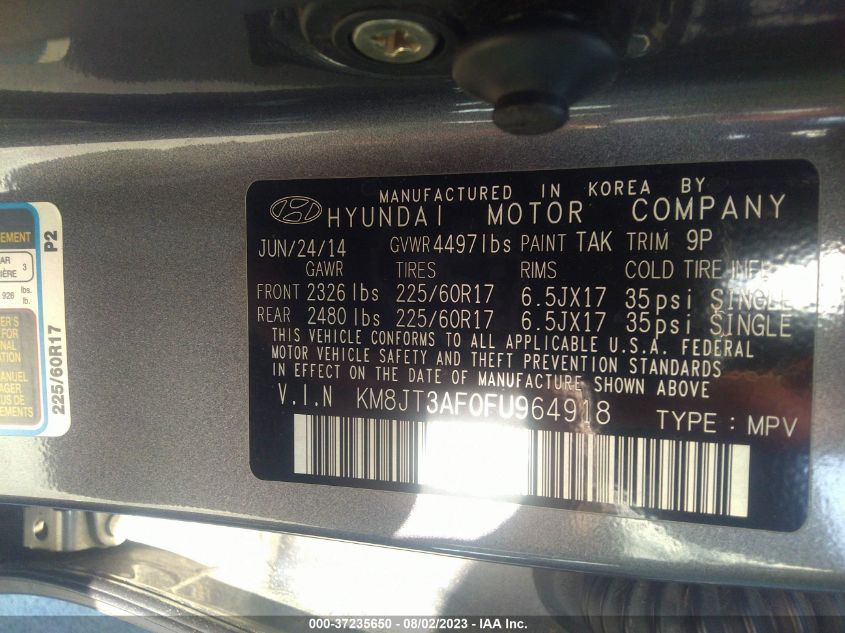 2015 HYUNDAI TUCSON GLS - KM8JT3AF0FU964918