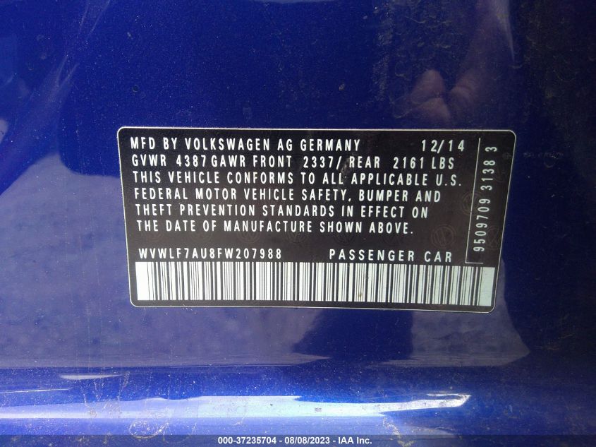 2015 VOLKSWAGEN GOLF R - WVWLF7AU8FW207988