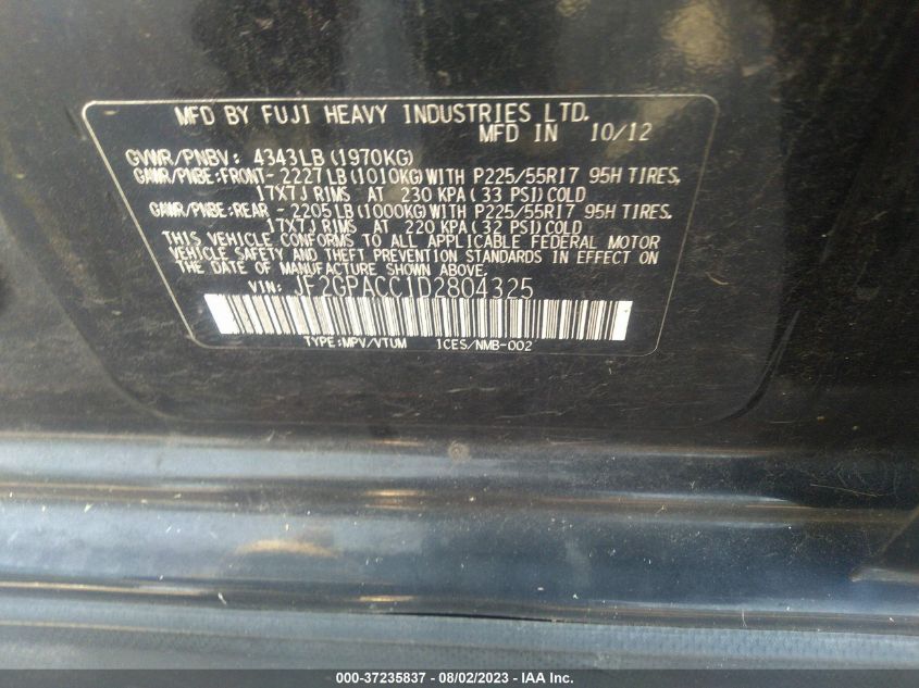 2013 SUBARU XV CROSSTREK PREMIUM - JF2GPACC1D2804325