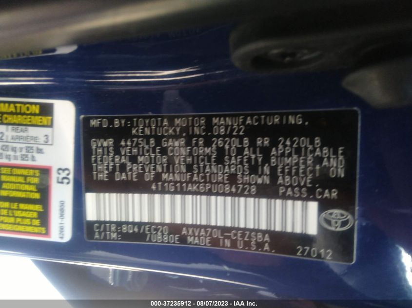 2023 TOYOTA CAMRY SE/SE NIGHTSHADE - 4T1G11AK6PU084728