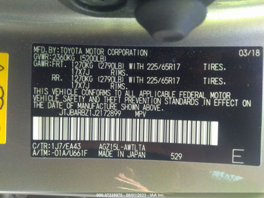 2018 LEXUS NX NX 300 - JTJBARBZ1J2172899