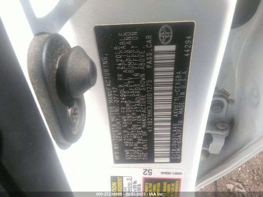 2018 TOYOTA CAMRY HYBRID LE - 4T1B21HK3JU001275