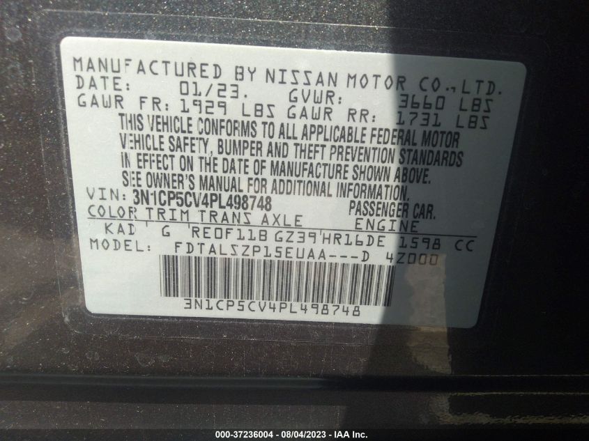 2023 NISSAN KICKS SV - 3N1CP5CV4PL498748