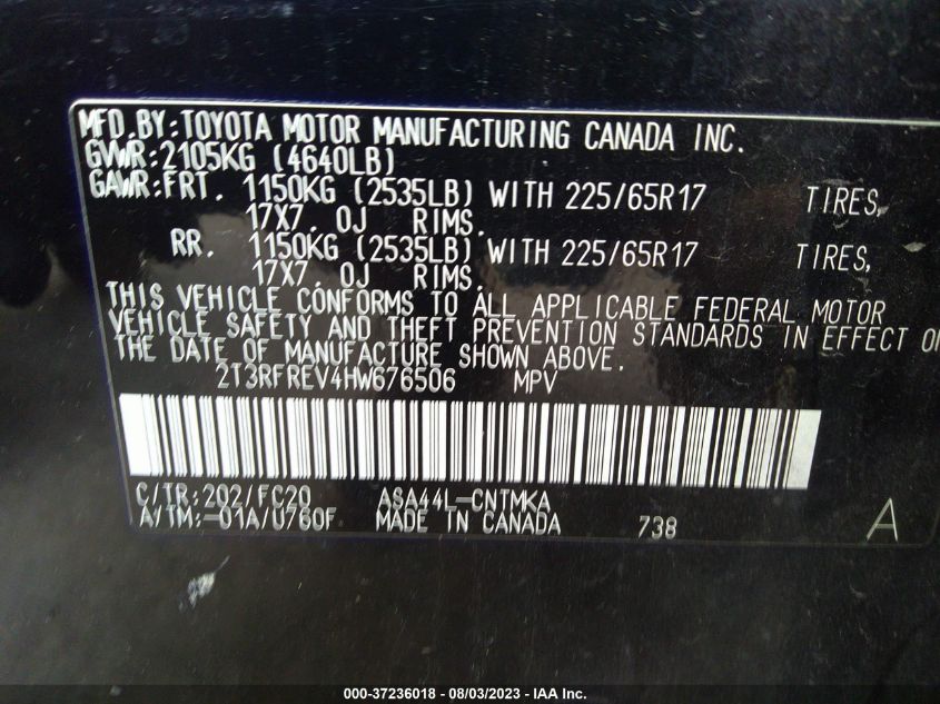 2017 TOYOTA RAV4 XLE - 2T3RFREV4HW676506