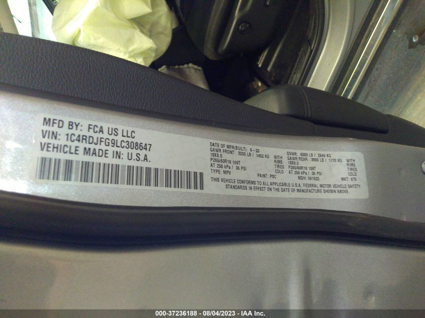2020 DODGE DURANGO PURSUIT - 1C4RDJFG9LC308647