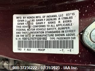 2015 HONDA CIVIC SEDAN EX - 19XFB2F87FE091992