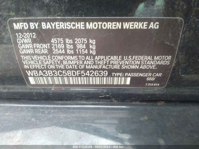 2013 BMW 3 SERIES 328I XDRIVE - WBA3B3C58DF542639