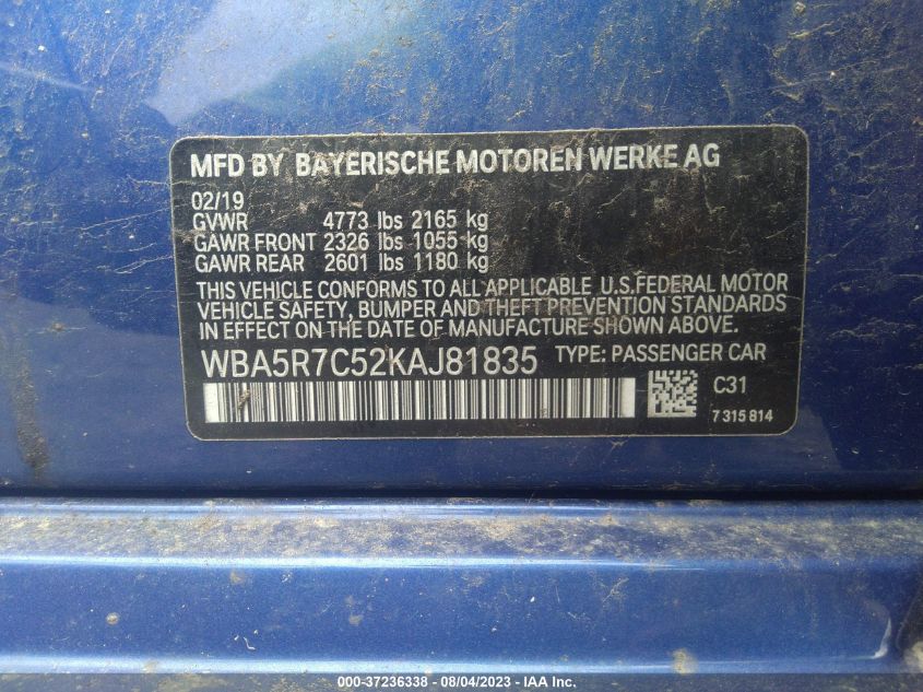 2019 BMW 3 SERIES 330I XDRIVE - WBA5R7C52KAJ81835