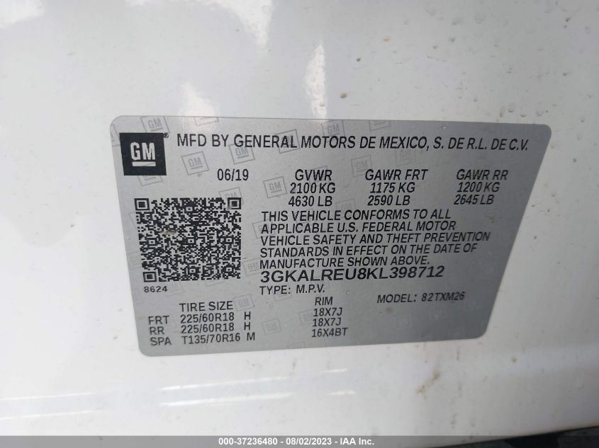 2019 GMC TERRAIN SLT DIESEL - 3GKALREU8KL398712