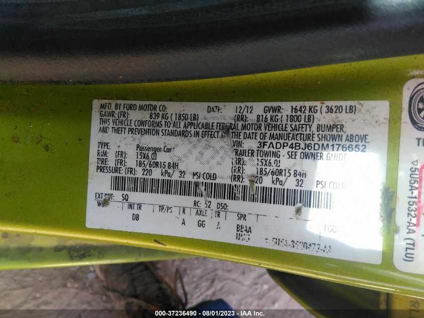 2013 FORD FIESTA SE - 3FADP4BJ6DM176652