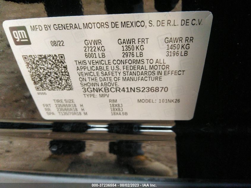 2022 CHEVROLET BLAZER LT - 3GNKBCR41NS236870