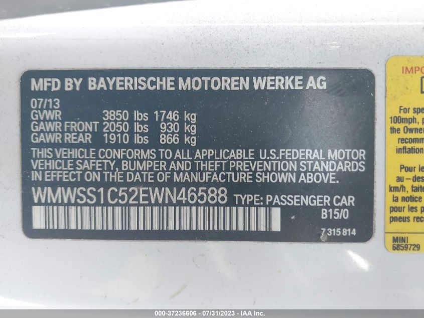 2014 MINI COOPER PACEMAN - WMWSS1C52EWN46588