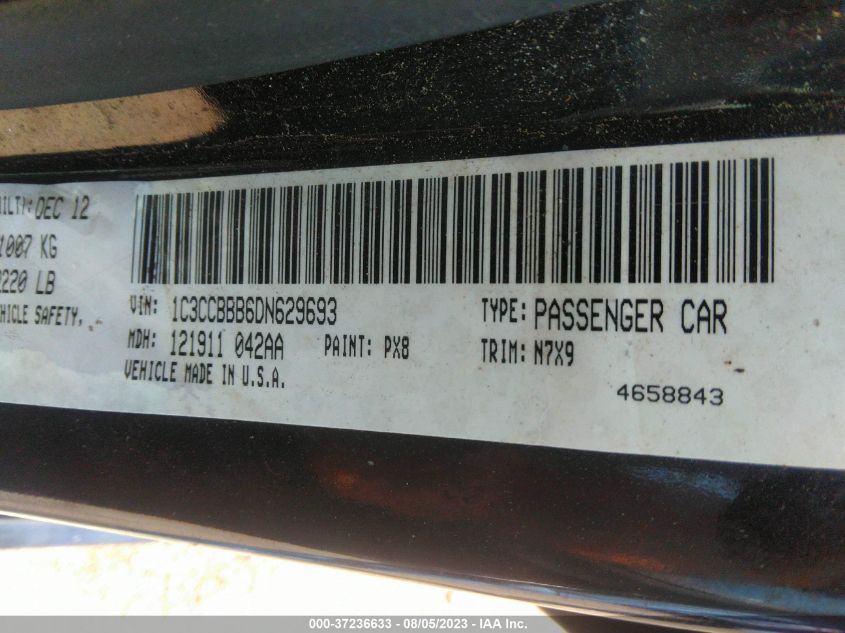 2013 CHRYSLER 200 TOURING - 1C3CCBBB6DN629693