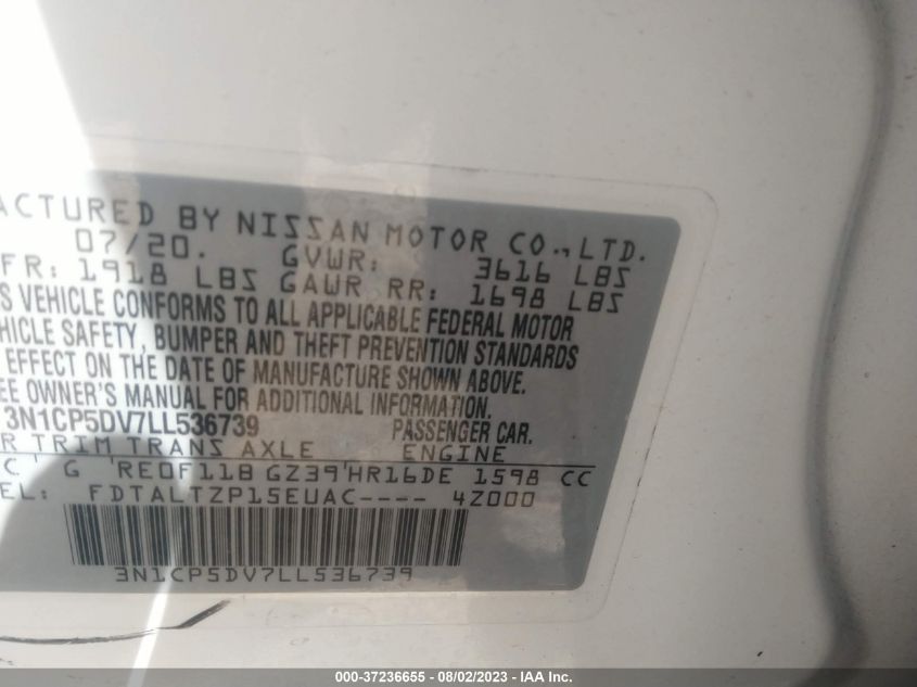 2020 NISSAN KICKS SR - 3N1CP5DV7LL536739