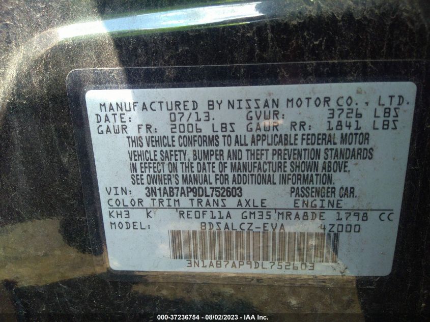 2013 NISSAN SENTRA S - 3N1AB7AP9DL752603