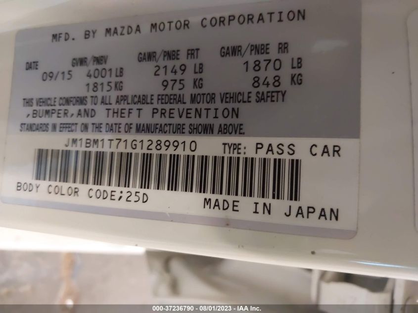 2016 MAZDA MAZDA3 I SPORT - JM1BM1T71G1289910
