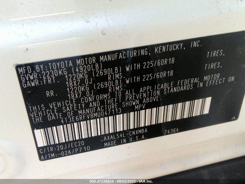 2021 TOYOTA RAV4 XSE - 4T3E6RFV8MU047113
