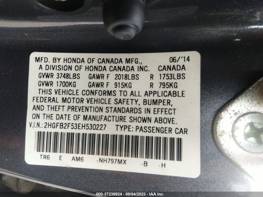 2014 HONDA CIVIC SEDAN LX - 2HGFB2F53EH530227