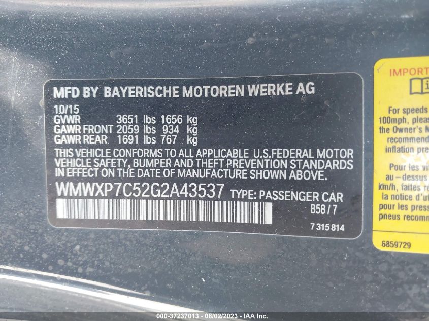 2016 MINI COOPER HARDTOP S - WMWXP7C52G2A43537