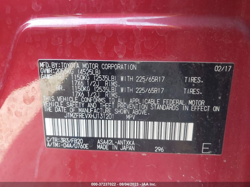 2017 TOYOTA RAV4 LE - JTMZFREVXHJ131201