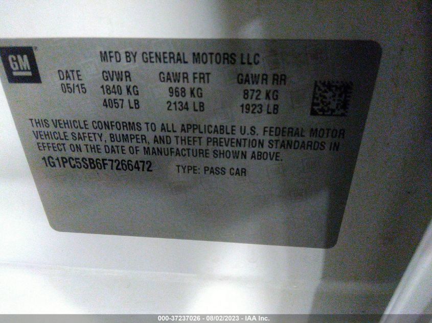 2015 CHEVROLET CRUZE LT - 1G1PC5SB6F7266472