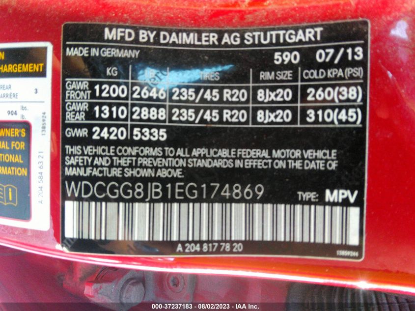 2014 MERCEDES-BENZ GLK-CLASS GLK 350 - WDCGG8JB1EG174869