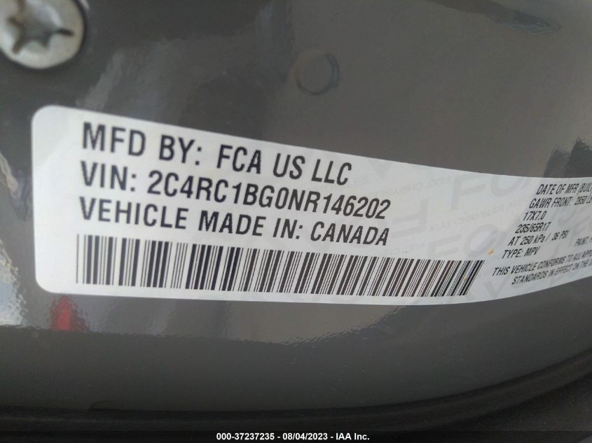 2022 CHRYSLER PACIFICA TOURING L - 2C4RC1BG0NR146202