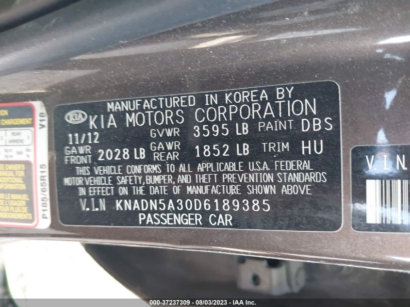 2013 KIA RIO EX - KNADN5A30D6189385